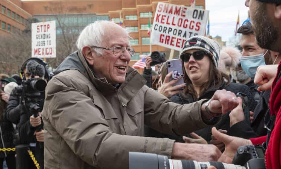 Senator Bernie Sanders joined a rally last month of Kellogg workers, who have been on strike since early October.