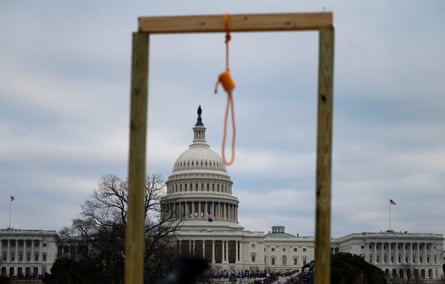 Trump supporters left a noose on a makeshift gallows at the US Capitol on 6 January.