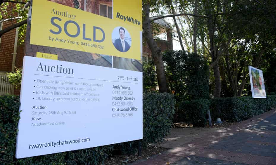 A sign displaying a property sold for Auction in Sydney, September 2021
