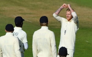 Stokes celebrates with Archer after taking the wicket of Holder fir five.
