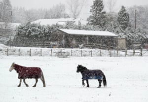 Snowy conditions in Blairingone, Fife, on Sunday.