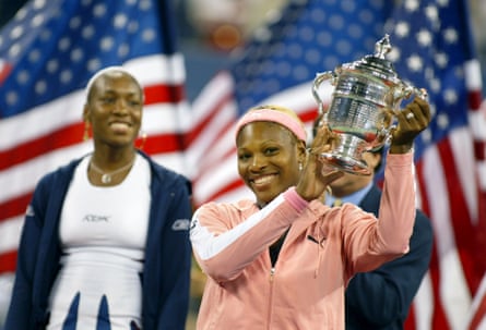 Serena Williams with the US Open title in September 2002.