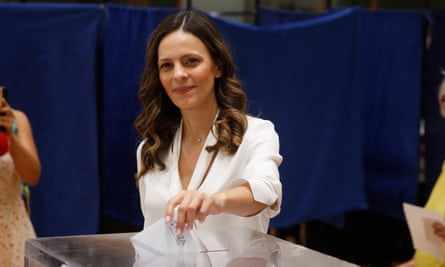 Efi Achtsioglou casts her vote at a polling station in Athens, Greece, 24 September 2023.