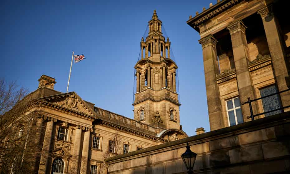 Preston town hall and the Harris Museum and Art Gallery