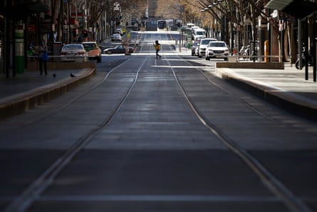 An bare Bourke Street promenade during lockdown