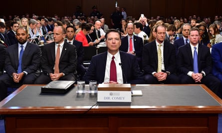 Comey, pictured at a hearing of the Senate Select Intelligence Committee in June 2017. Comey testified about his interactions with Trump, including alleged pressure he felt to stop certain investigations regarding Russia.
