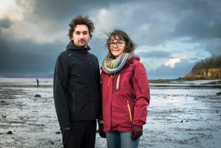Yann and Rosy Aufrray on the coast of Côtes-d’Armor in Brittany on 9 January 2026.