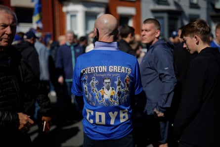 An Everton fan with a unique legends shirt