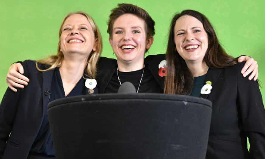 Green party co-leader Sian Berry (left), deputy leader and Candidate for Newport West Amelia Womack (right), and Bristol West candidate Carla Denyer (centre) at the launch of the party’s general election manifesto in Bristol.