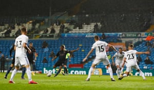 Manchester City’s Raheem Sterling curls in an unstoppable opener.