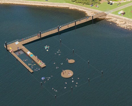 An artist's rendition of the Callan Park swim site on the Parramatta River in Sydney's inner west.