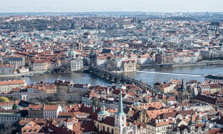 An aerial view of Prague, Czech Republic