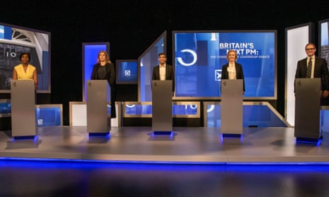 The candidates during the debate last night