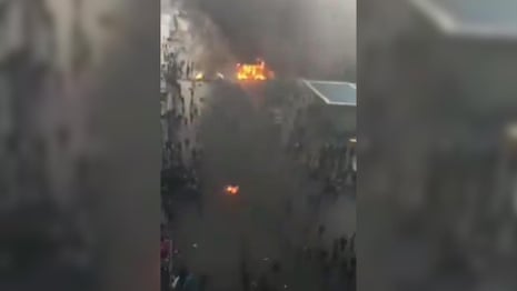 Footage posted on Twitter purportedly shows police station in Shiraz on fire – video
