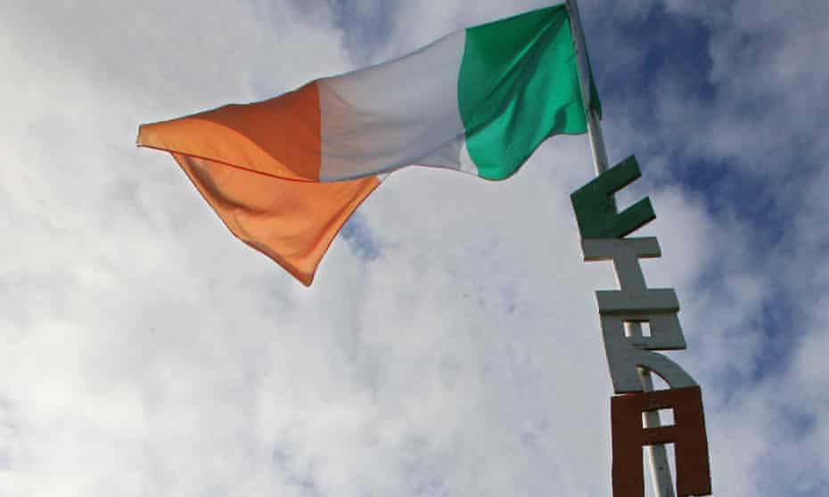 A flag pole bearing the letters CIRA (Continuity IRA) in a residential estate in Craigavon, Northern Ireland.