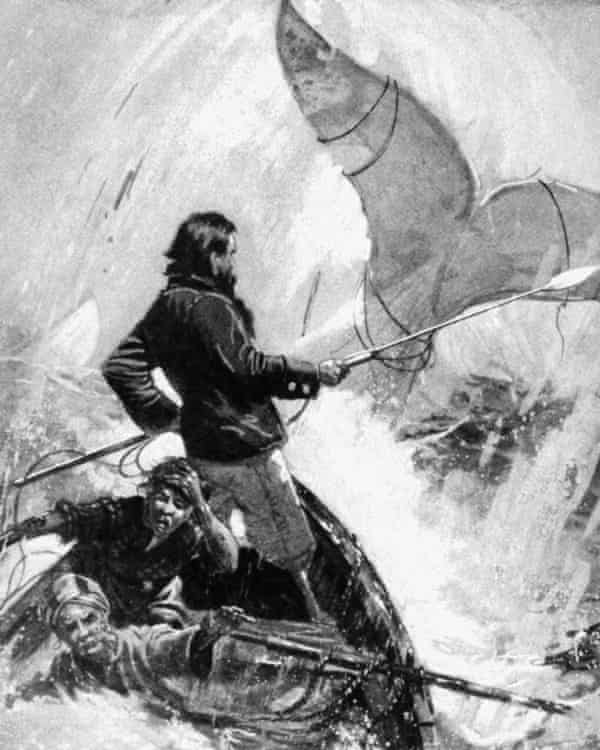 Une illustration par Isaac Walton Taber d'une édition de 1902 de Moby Dick d'Herman Melville.