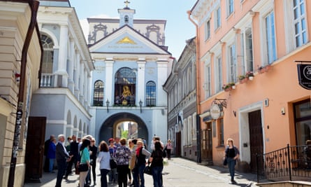 Gate of Dawn with basilica of Madonna in Vilnius