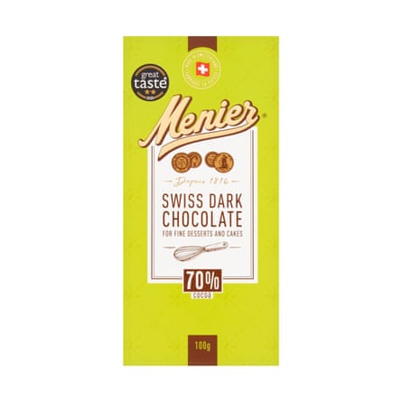 A bar of Menier Swiss Dark Chocolate