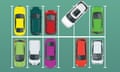Vector illustration of cars parked or parking in a car park.