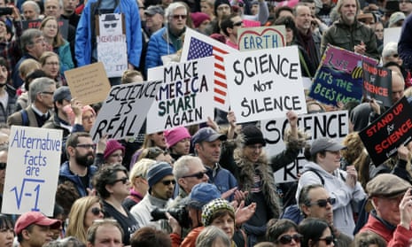 Members of the scientific community, environmental advocates, and supporters demonstrate on Sunday in Boston.