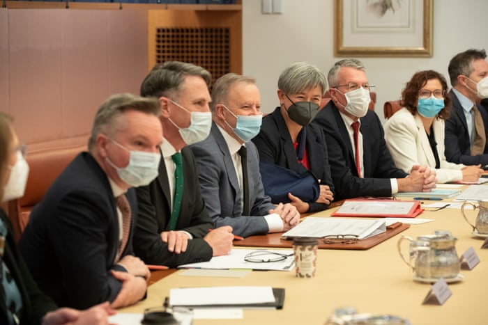 The Prime Minister Anthony Albanese meets with his cabinet in Parliament House, Canberra this morning,