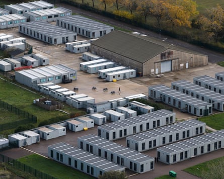 A drone view of container-like housing units