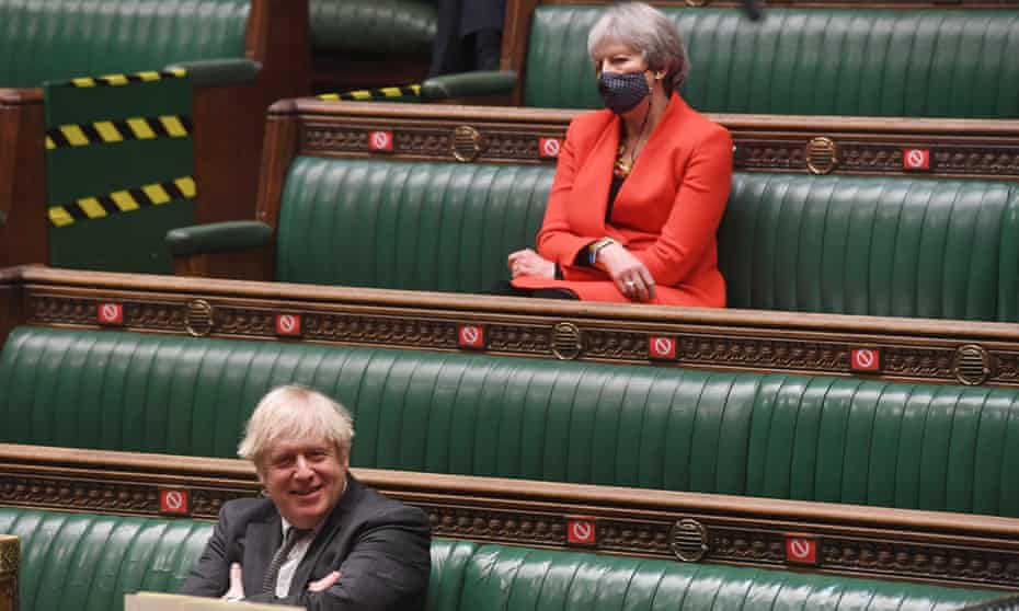 Prime Minister Boris Johnson and former PM Theresa May during on the EU (Future Relationship) Bill in  December 2020. 