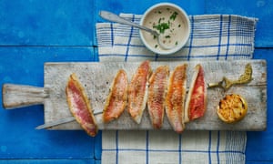Red mullet with tahini sauce.