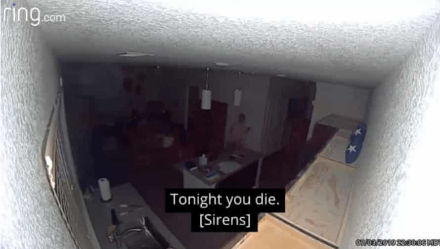 image from Ring camera with caption 'tonight you die'