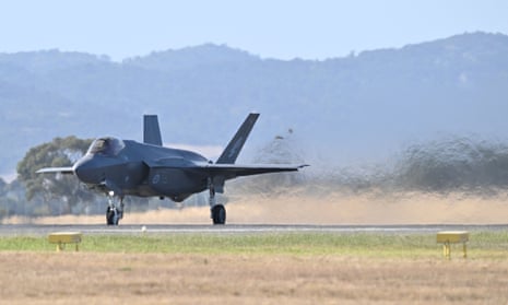 A Royal Australian Air Force F-35A Lightning jet about to take off