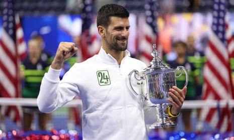 Novak Djokovic celebrates after his victory in the US Open final over Daniil Medvedev