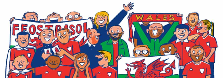 Wales fans illustration