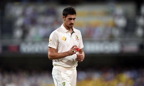 Australia’s paceman Mitchell Starc approaches to his bowling mark.