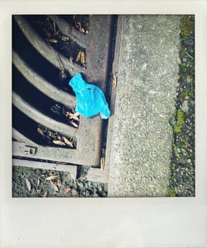 A sad blue rubber glove near London drain 07-08-2020. Through lockdown their presence grew. They were everywhere. Discarded. Disposable
