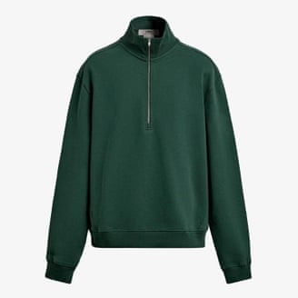 Zara regular fit quarter-zip sweatshirt.