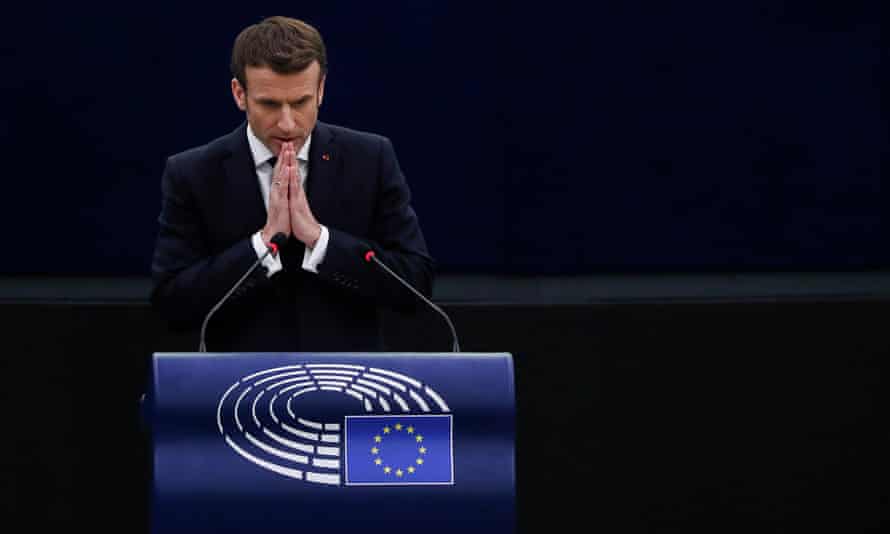 French President Emmanuel Macron at the European Parliament in Strasbourg, France on Wednesday.