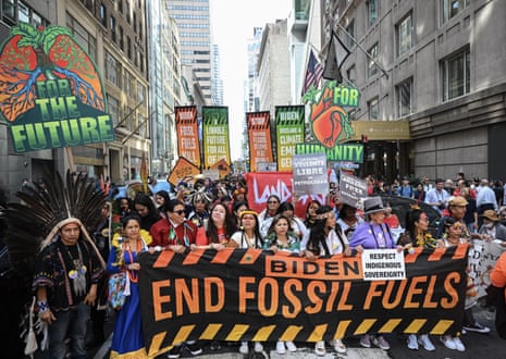 Thousands of activists marched in New York City on Sunday for the march to end fossil fuels. 