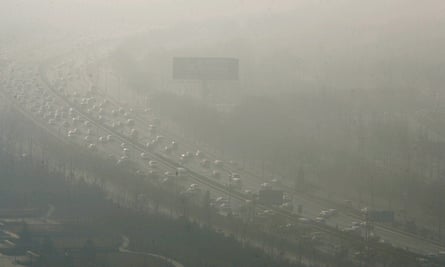 Traffic on a motorway in Beijing, China.