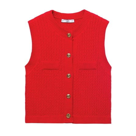 Red knit waistcoat