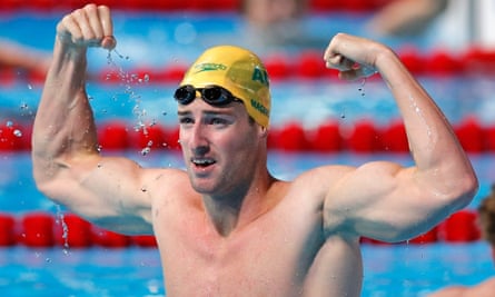Australia’s James Magnussen celebrates after winning the gold medal in the 100m freestyle at the world championships in Barcelona in 2013