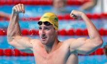James Magnussen celebrating a win in swimming