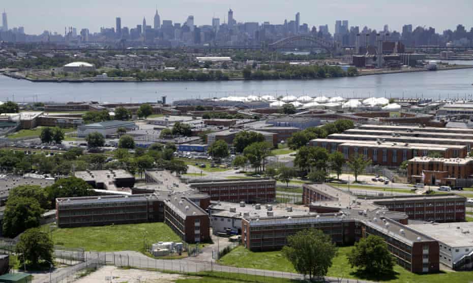 At least 38 people testing positive at the notorious Rikers Island complex, above, and nearby facilities.