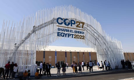 The main entrance to the venue in Sharm el-Sheikh where Cop27 is taking place
