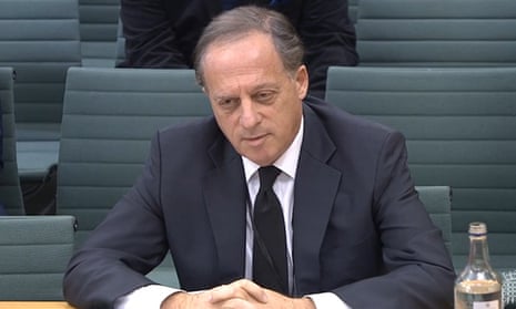 BBC chairman Richard Sharp appearing before MPs.
