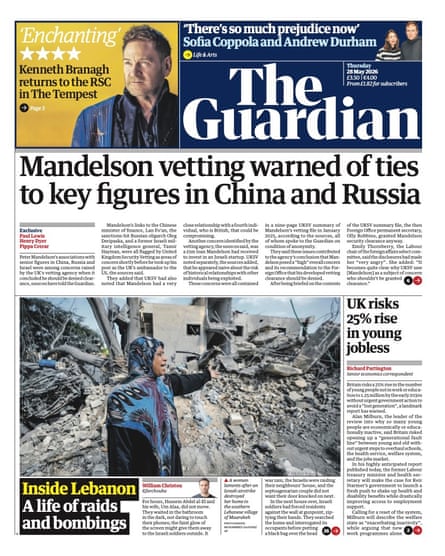 The Guardian front page 28 May