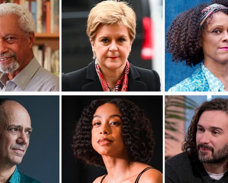 Clockwise from top left: Abdulrazak Gurnah, Nicola Sturgeon, Bernardine Evaristo, Joe Wicks, Corinne Bailey Rae and Damon Galgut.