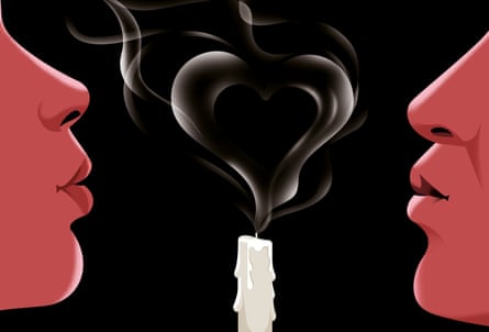 couple blowing out candle illustration