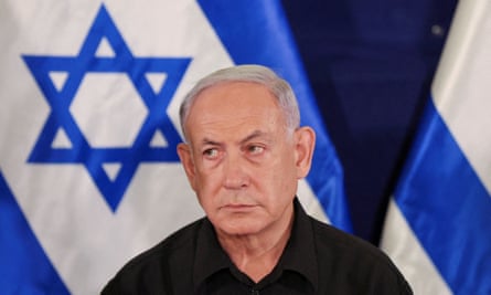 The Israeli prime minister, Benjamin Netanyahu, in Tel Aviv, 28 October 2023.
