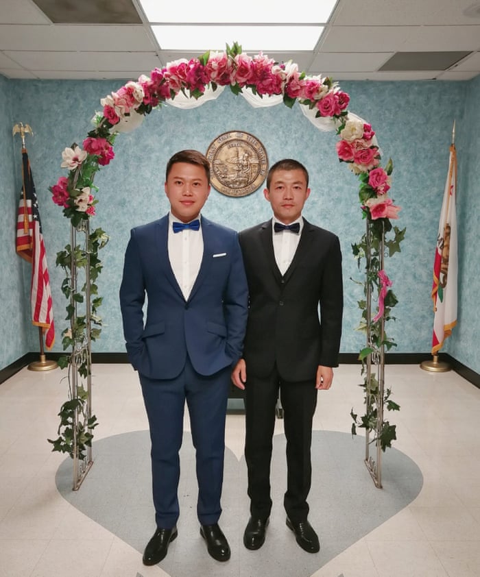 White asian gay couple