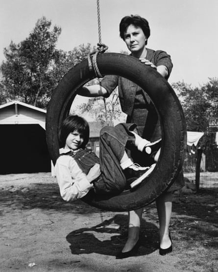 Lee with Mary Badham on the set of To Kill a Mockingbird.